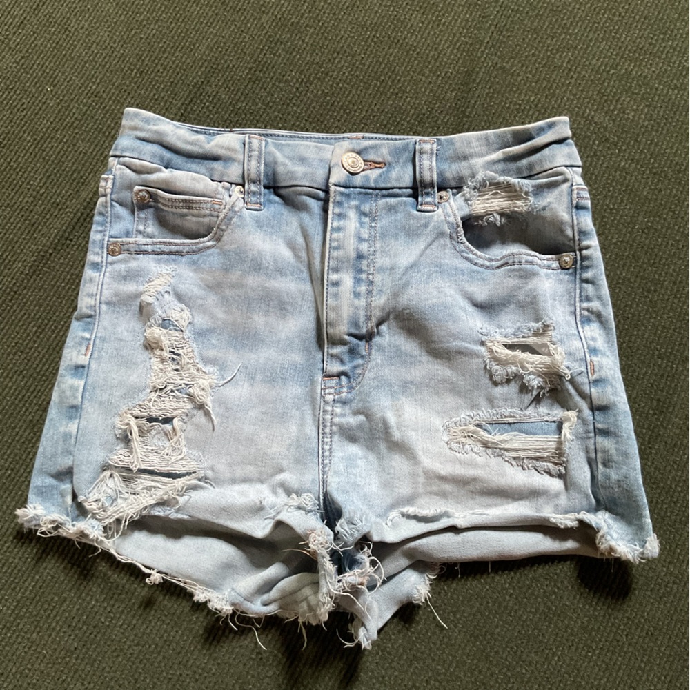 American Eagle Outfitters Blue Distressed Jean Shorts
